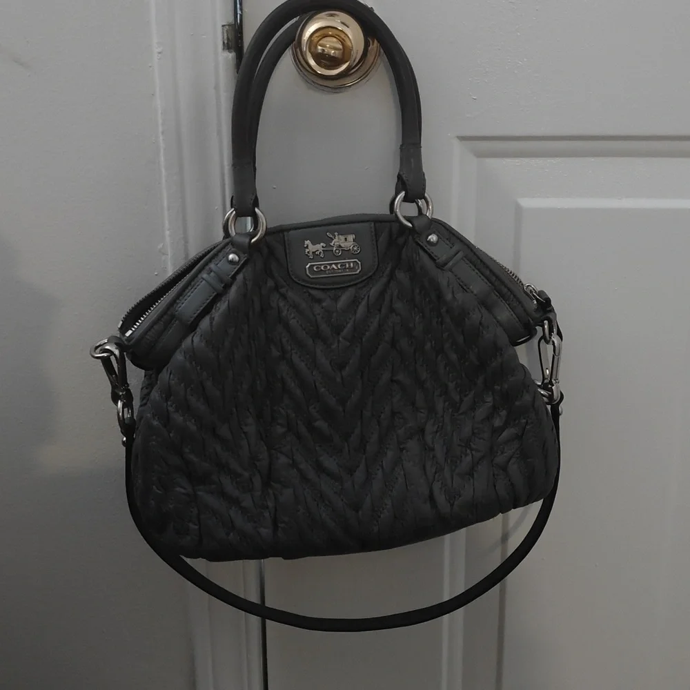 Coach Gray 70th Anniversary Madison Quilted Pleated Nylon Small Satchel